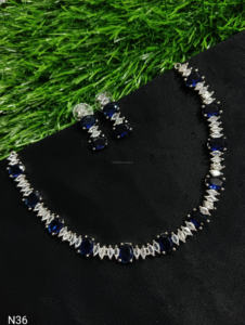 Conjunto de joyería nupcial de diamante americano clásico, collar y pendientes de dos piezas para boda, estilo clásico de moda - Product Image 3