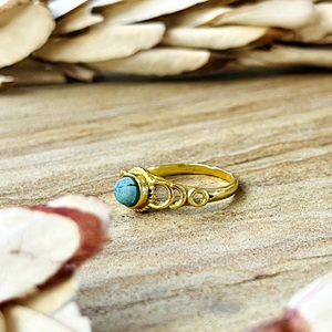 2026 Latest <b>Turquoise</b> <b>Ring</b> Boho Brass <b>Rings</b> for Women 18k Gold Plated Celestial Moon Phase Jewelry for Wholesale/OEM/ODM - Product Image 6