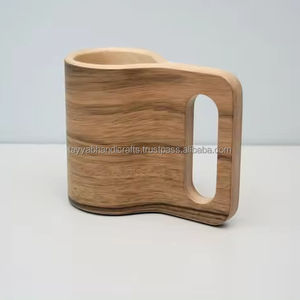 Mug à café en bois artisanal avec logo personnalisé ; Mug en bois pour l'extérieur - Product Image 1