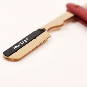 Premium <b>Straight</b> Edge <b>Razor</b> Stainless Steel Black and Gold Barber <b>Razor</b> with Wooden Handle Professional Hair Removing Tool - Product Image 2