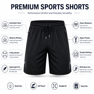 Custom Men's High Street Style Gym Shorts Breathable Quick Dry <b>Athletic</b> Workout Running Shorts Elastic Waist Zipper Side Pockets - Product Image 4