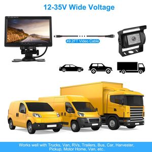 Système de caméra de recul étanche IP67 avec écran 7 pouces, vision nocturne, kit moniteur de vue arrière pour véhicule, système de stationnement et de recul pour voiture - Product Image 5