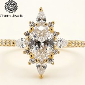 Anillo de Compromiso Charm Jewells de Plata con Moissanita Corte Cojín, Bañado en Oro Rosa, Diseño Floral, Engaste de Garras, Certificado IGI, para Mujer - Product Image 5