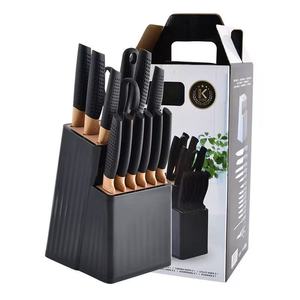 Ensemble de 14 couteaux de cuisine en acier inoxydable avec support, manches ergonomiques, ensemble de couverts professionnels, emballage cadeau - Product Image 1
