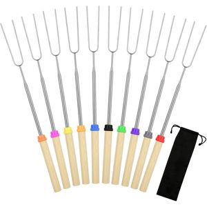 Set di 10 Spiedini Estensibili da 32 Pollici per Arrostire, Forchette per Hot Dog, Bastoncini per S'mores, Accessori per Falò e Campeggio - Product Image 1