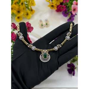 Indian Ethnic Falak Two Tone Gold Plated Casual Hasli Necklace & Earring Set for Wedding - Product Image 3