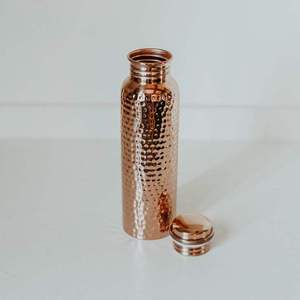 Hammered Copper Reusable Water <b>Bottle</b> with Screw Lid Modern Portable Travel Drinkware Sofiya Craft - Product Image 1