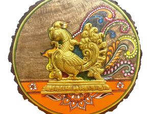 ANNAPAKSHI DE BRONCE CON DISEÑO DE MARCO DE MADERA, PIEZA DECORATIVA PARA EL HOGAR Y LA OFICINA, HECHA A MANO EN RAJASTHAN - Product Image 2