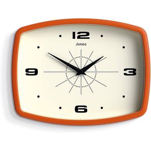 10 Inch Movie Retro Rectangular <b>Wall</b> <b>Clock</b> Cool Mid-Century <b>Designer</b> Look Orange for Kitchen Living Room Office - Product Image 1
