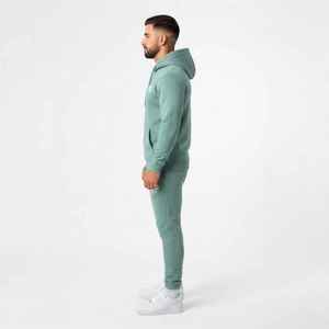 Conjunto Deportivo con Capucha Color Verde Menta para Hombre Hawk Eye, Pantalones Deportivos Casuales Largos con Cierre de Cordón y Bolsillos Laterales - Product Image 3