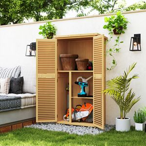 Casetta da Giardino in Legno Giallo 5FT X 3FT con 2 Grandi Porte in Legno, Facile da Montare, Telaio in Lega di Alluminio, Tetto in Asfalto - Product Image 2