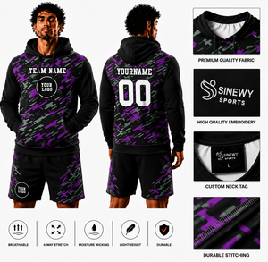 Sudadera con Capucha de Alta Gama para Hombre, con Logotipo Personalizado, Conjunto de 2 Piezas, Impresión por Sublimación, 100% Poliéster, Transpirable, Ropa Deportiva de Verano - Product Image 1