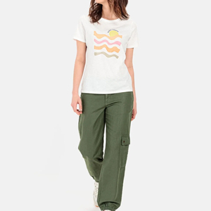 Camiseta Blanca de Cuello Redondo para Mujer, Corte Regular, Manga Corta, Informal, para Todas las Temporadas, 100% Algodón, Felpa, Ecológica, de Secado Rápido - Product Image 1