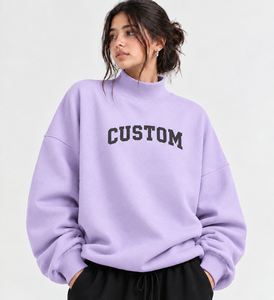 Fabricant en gros de sweat-shirts surdimensionnés à col montant pour femmes, en mélange coton/polyester, vêtements décontractés pour l'hiver - Product Image 1