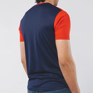 Camiseta Deportiva de Manga Corta para Hombre, Cuello Redondo, Estampado Animal, Bloques de Color, Transpirable, Talla Grande, en Naranja y Azul Marino - Product Image 3