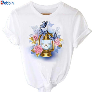 T-shirt ample et respirant pour femme, style doux, imprimé rose et papillon, manches courtes, motif graphique, grandes tailles - Product Image 2