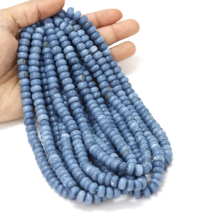 Hermosas cuentas de ópalo azul liso en forma de rondel, cuentas de ópalo azul liso de 16 pulgadas y 7-9 mm, cuentas para la elaboración de joyería. - Product Image 1