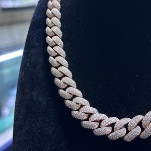 สร้อยคอฮิปฮอปแบบ Cuban Link ชุบทองคำสีกุหลาบ เงินแท้ 925 ประดับโมอิสซาไนต์ ดีไซน์ทันสมัยสำหรับทุกเพศ ได้รับการรับรองจากผู้ที่ไม่ใช่ฝ่ายใด - Product Image 4