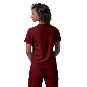 Conjunto de Uniforme Médico para Mujer, Color Granate, Algodón y Poliéster, Pantalones con Bolsillo para Estetoscopio - Product Image 3