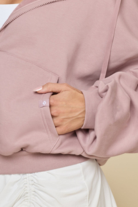 Wholesale Custom Women <b>Zip</b> Up Hoodie Oversized Sweatshirt Full <b>Zip</b> <b>Hooded</b> Jacket OEM Supplier Workout Clothing - Product Image 4