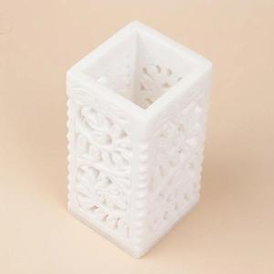 Portalápices y bolígrafos de mármol blanco tallado a mano y grabado, organizador de escritorio Art Deco para decoración de Pascua y regreso a clases - Product Image 3