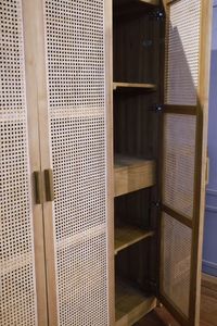 Enzo 3-Door Solid Teak Wood & Rattan Freestanding <b>Large</b> Capacity <b>Wardrobe</b> Home Furniture for Bedroom - Product Image 4