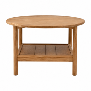 Table à manger en teck avec étagère inférieure, design scandinave moderne, écologique, imperméable, stable, meubles pour la maison, appartement, hôtel, villa - Product Image 1