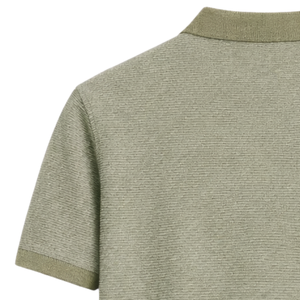 Polo en tricot rayé pour homme, manches courtes, coton premium texturé, bordure contrastante, coupe ajustée, décontracté, élégant, pour l'été, vente en gros - Product Image 3