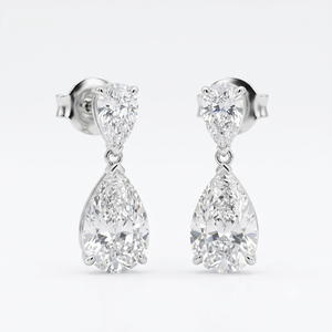 Women's 18K White Gold Pear Cut <b>Dangle</b> <b>Earrings</b> Lab <b>Diamond</b> IGI Certified Classic Jewelry Everyday Wear F VVS2 Clarity - Product Image 1