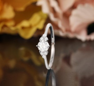 Round Cut Moissanite 925 Sterling <b>Silver</b> Luxury Engagement <b>Ring</b> Classic <b>Solitaire</b> Dainty Minimalist Wedding Promise Party <b>Ring</b> - Product Image 4