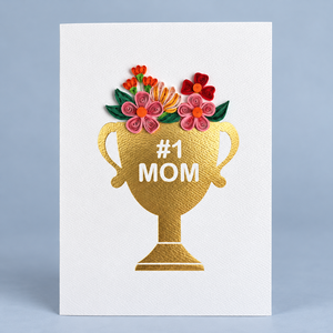 Tarjeta de Quilling Personalizada Premium para el Día de la Madre, la Mejor Tarjeta de Felicitación Hecha a Mano con Estampado en Lámina Dorada, Venta al Por Mayor Directa de Fábrica OEM ODM - Product Image 1