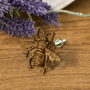 Tirador de latón macizo con diseño de abeja vintage, tirador decorativo para cajones de armario, herrajes decorativos para muebles, decoración hecha a mano para el hogar, decoración para armarios de cocina - Product Image 1