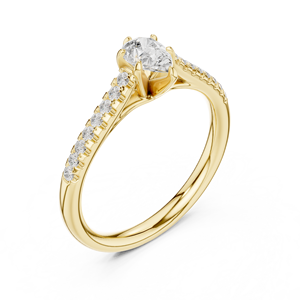 Anillo de Compromiso Personalizado con Diamante Cultivado en Laboratorio de Corte Pera de 0.50CT, Grado E VS, Banda de Boda de Oro Sólido de 14K, Joyería Fina para Regalo - Product Image 2