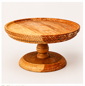 Rustic Scandinavian Handcrafted <b>Pine</b> Wood Cake Stand Round Pedestal Dessert Display For Weddings Birthday Parties Home Decor - Product Image 1
