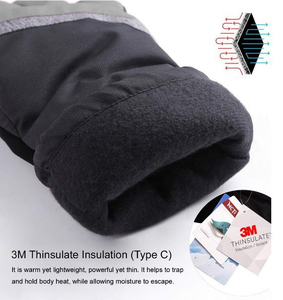Gants de ski à doigts entiers, rouge et gris, en polyester, isolés thermiquement, avec fermeture à cordon, unisexes, pour le ski de descente en plein air en hiver - Product Image 6