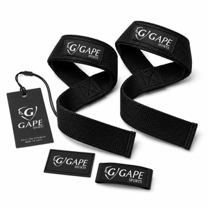 Sangles de levage GAPE SPORTS en nylon, réglables avec fermeture Velcro, pour musculation, unisexe, noir, prix de gros, OEM, prix bas - Product Image 2