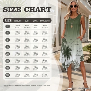 Ensemble décontracté été homme et femme : Chemise à manches courtes imprimé palmiers tropicaux et robe sans manches – Design dégradé vert en jersey - Product Image 5