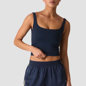 Tank <b>Top</b> Seamless Crop Length High Compression <b>Padded</b> Workout Wear Summer Lightweight Clothes Knitted Activewear <b>Vest</b> - Product Image 4