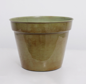 Green Ceramic Look Flower Pot Round Glazed Planter for Indoor Outdoor Use - Product Image 1