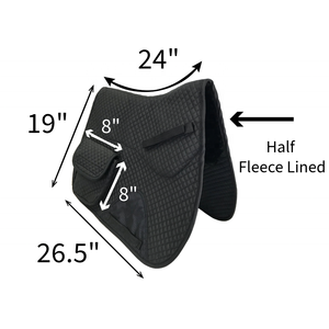 English Saddle Pad with Side Pockets Quilted Equestrian Riding Pad for Horses with Storage for <b>Phone</b>, Treats, or Tools - Product Image 3