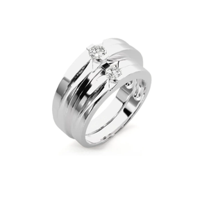925 Sterling Silver Heart Shape Zircon Bezel <b>Set</b> Eternity Band <b>Couple</b> <b>Rings</b> - Product Image 2