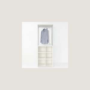 Armario Modular Minimalista con Estructura Metálica, Unidad de Almacenamiento Independiente (6 Cubos + Unidad de Colgar), Blanco/Plateado, para el Hogar - Product Image 1