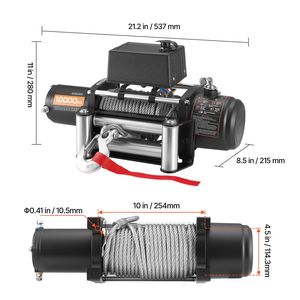 Cabrestante Eléctrico de 12V CC con Capacidad de Carga de 4536 kg (10000 lb) para Camiones, con Cable de Acero de 21/64 x 65 pies y Control Remoto Inalámbrico y por Cable - Product Image 6
