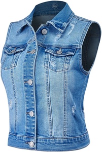 Gilet en Jean moulant sans manches pour femmes, veste décontractée d'été - Product Image 3