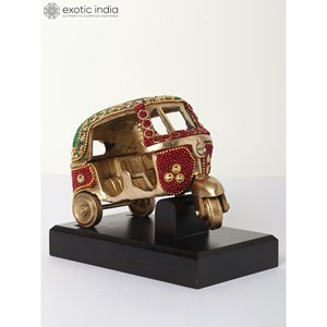 Petit pousse-pousse automatique en laiton fait à la main de 5 pouces avec incrustation complexe pour la décoration intérieure et les cadeaux fabriqués en Inde - Product Image 4