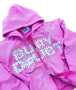 Sudadera con capucha de forro polar con cremallera para hombre, estilo oversize, de algodón de 430 g/m², con pedrería, corte holgado, lavado ácido vintage, para streetwear, personalizada, venta al por mayor 2026 - Product Image 3