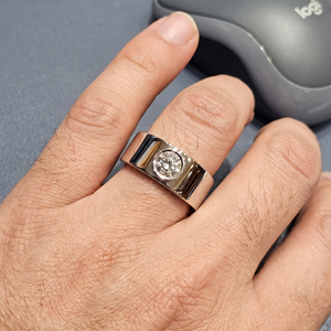Premium Platinum Diamond Engagement Band <b>Ring</b> for <b>Men</b> Sparkling Elegant Groom Jewelry - Product Image 4
