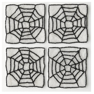 Glass Beaded Coasters Spiderweb Design Set of 4 Coaster for Dining <b>Table</b> Tea Cup <b>Coffee</b> Mugs Coaster for Home & Office <b>Table</b> Use - Product Image 1