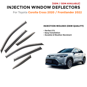 6 pièces Pare-soleil de fenêtre de voiture en plastique injecté pour Toyota Corolla Cross 2020, déflecteur de vent, protection contre la pluie, visière de porte - Product Image 2