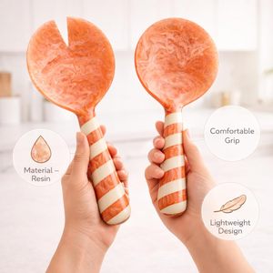 Kitchen tools stylish salad cutlery orange swirl cutlery luxury dining set salad mixer spoon salad mixer fork <b>buffet</b> serving - Product Image 3